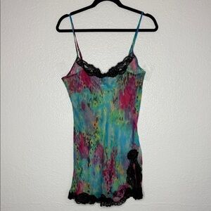 Vintage Y2K 2000s silk Lace Trim fairy Cami slip Top M